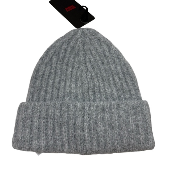NWT Levis Levi's Jeans Brand Logo Womens Grey  Winter Cuffed Beanie Hat Cap OSFM - Picture 4 of 7